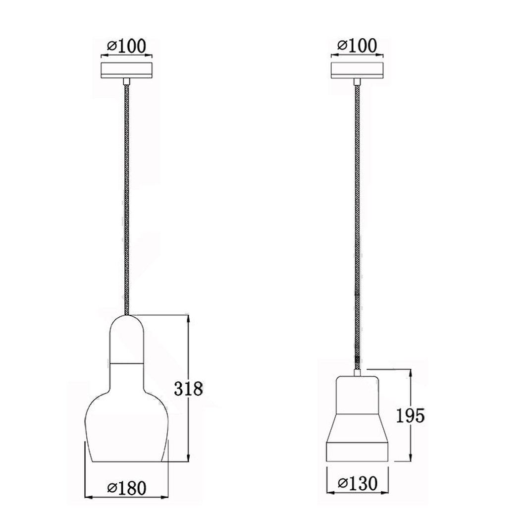 Concrete Wooden Stockholm Minimalist Pendant Light - measurements