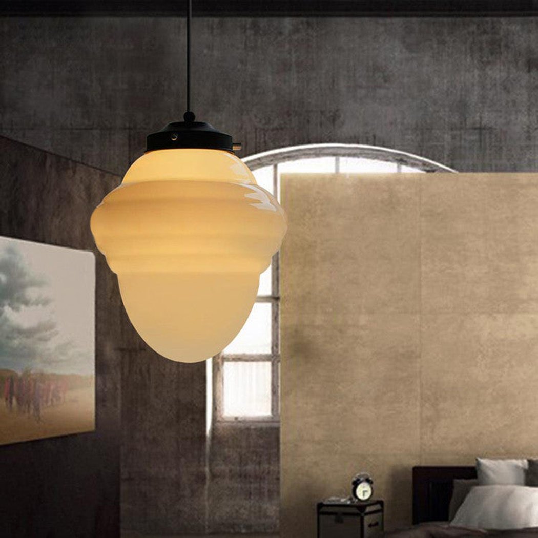 Art Deco Milk Glass Pendant Light