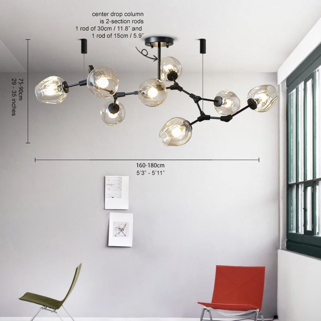 Carmen multi lamp glass pendant light chandelier measurements