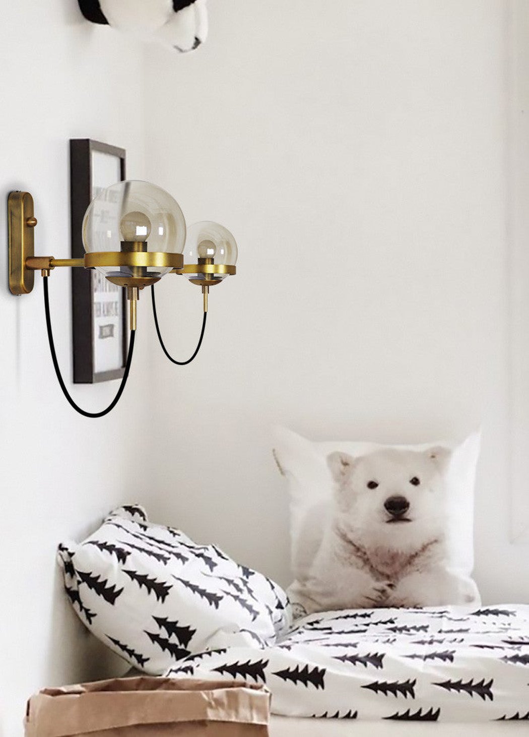 Dexter Glass Orb Brass Wall Light