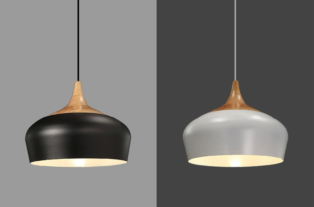 Kalmar Minimalist White Pendant Light With Wood