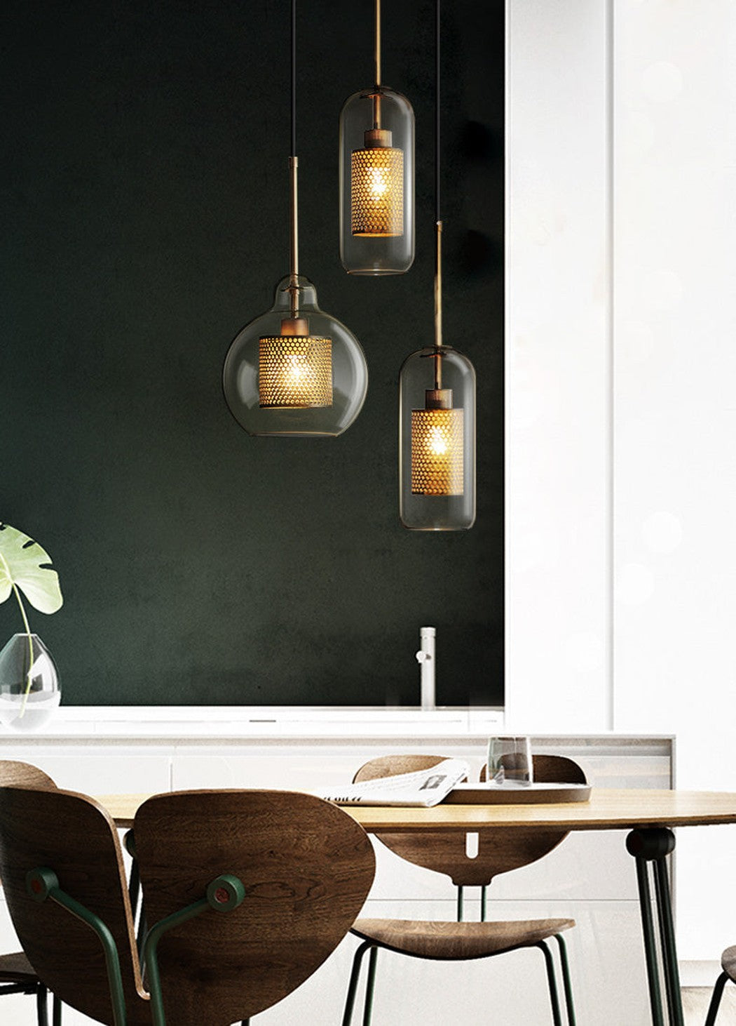 Chiswick Glass Shade Brass Fitting Pendant Light