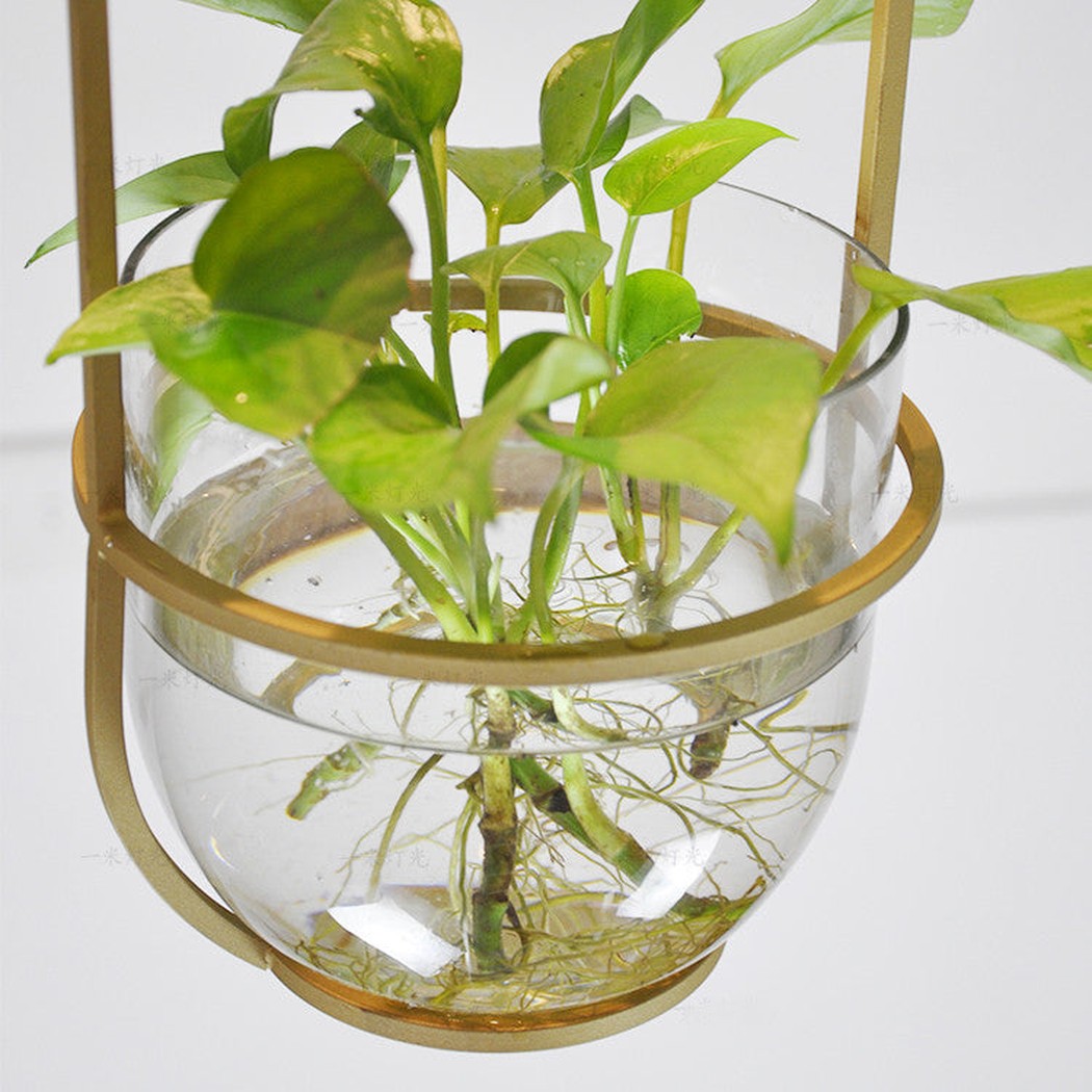 Hanging Plant Vase Brass Pendant Light