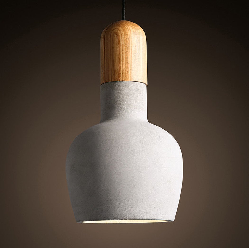 Concrete Wooden Stockholm Minimalist Pendant Light - Model A