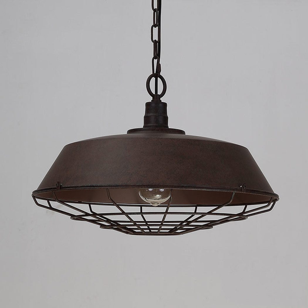 Rustic Vintage Industrial Pendant Light With Cage Covering