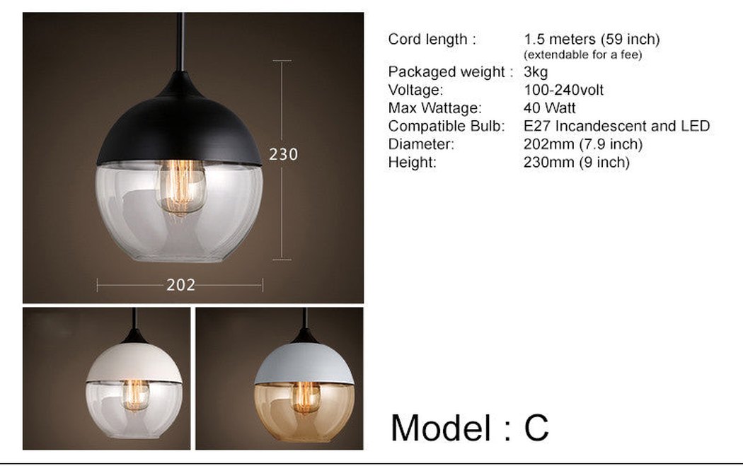 Toledo Minimalist Contemporary Pendant Light model C