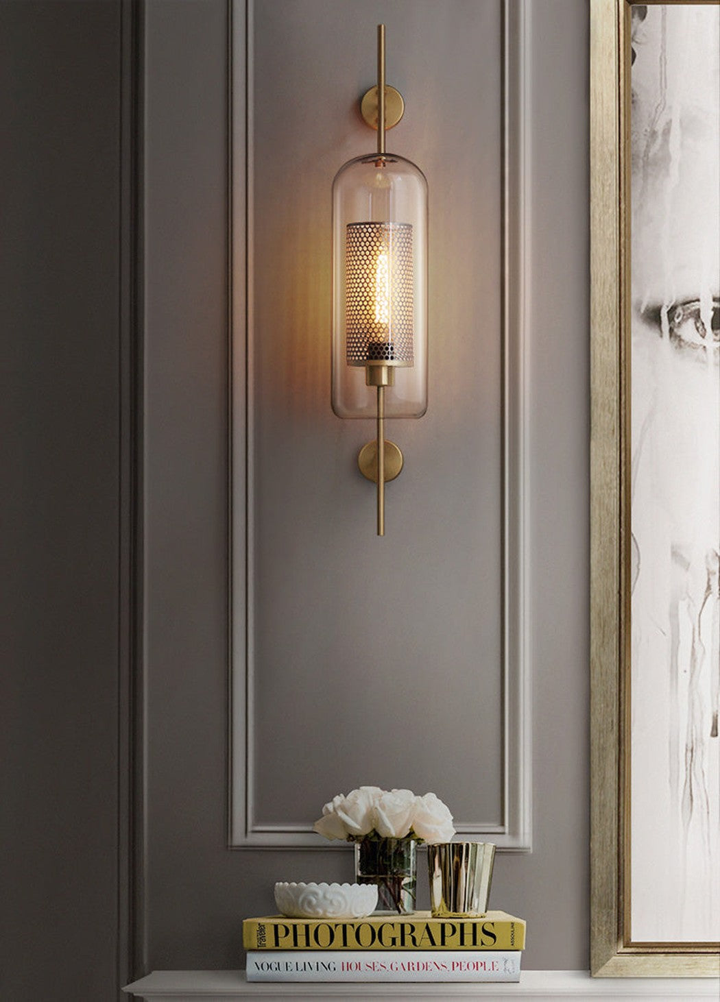 Chiswick Glass Shade Brass Fitting Wall Light