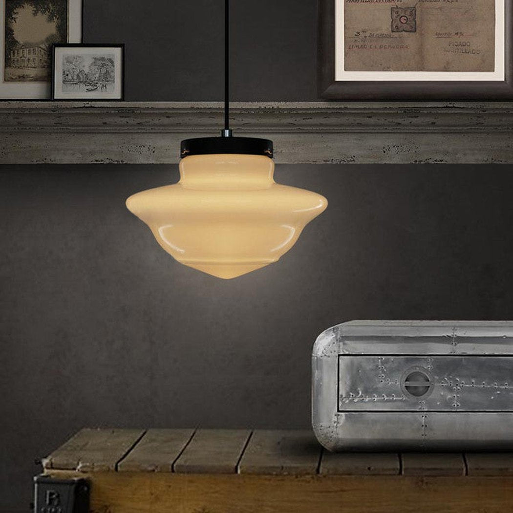 Art Deco Milk Glass Pendant Light