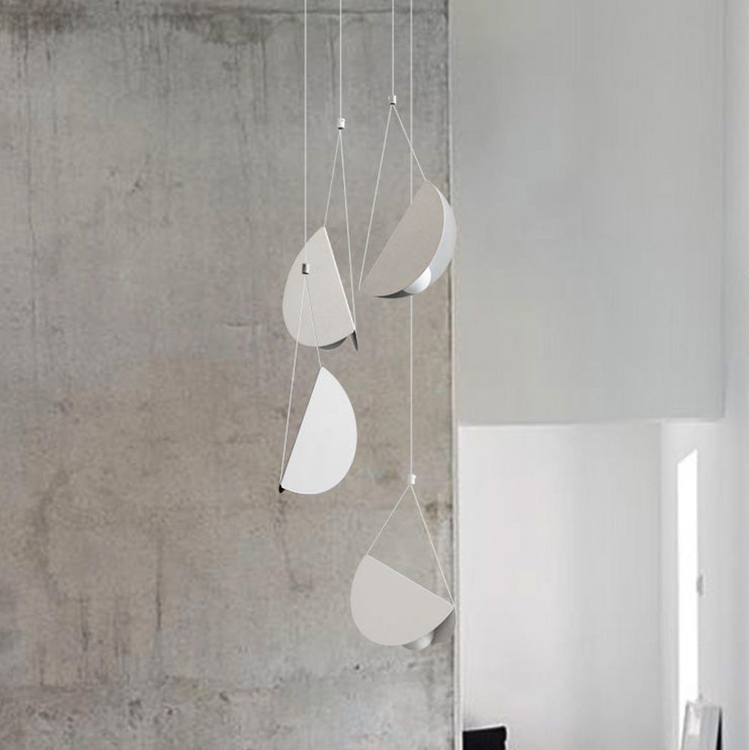 White glider pendant light chandelier room setting
