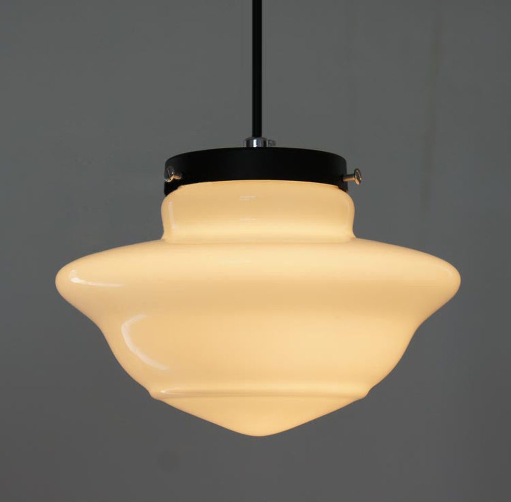 Art Deco Milk Glass Pendant Light
