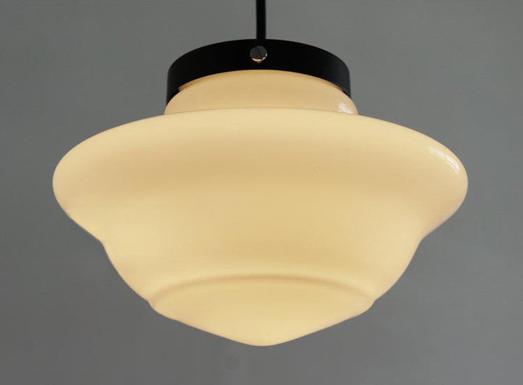 Art Deco Milk Glass Pendant Light