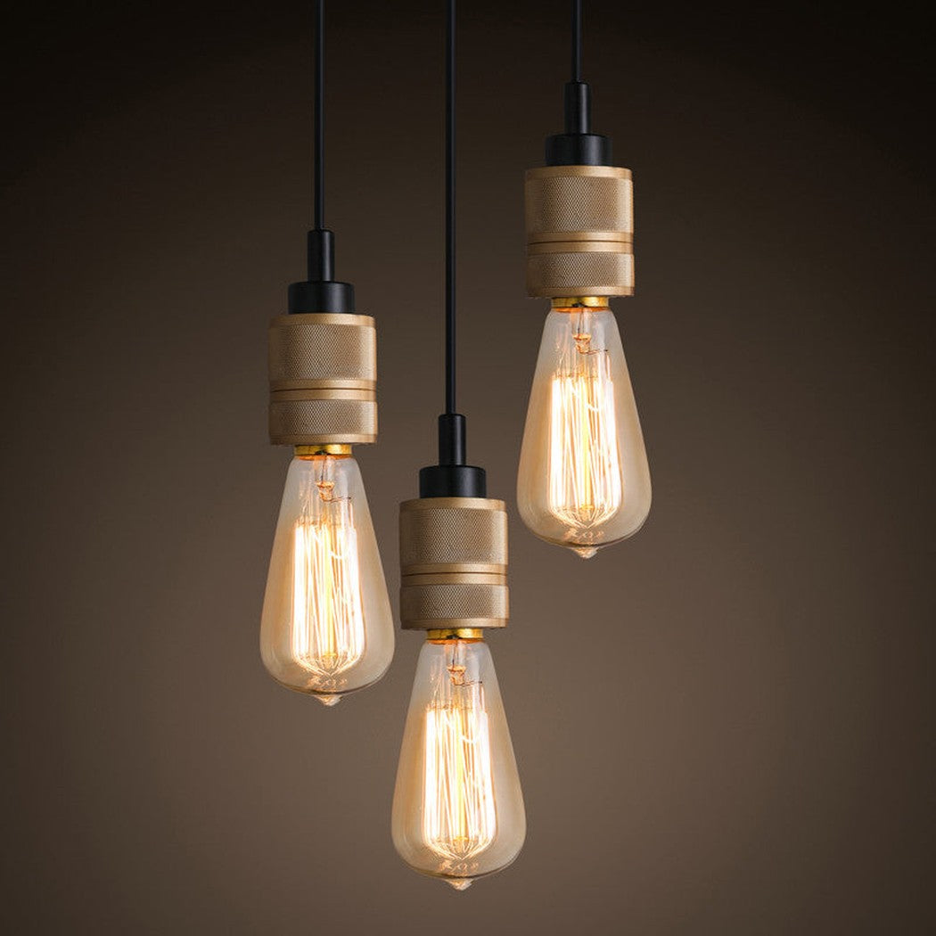 Hooked Industrial Retro Brass 6 Bare Edison Bulb Chandelier