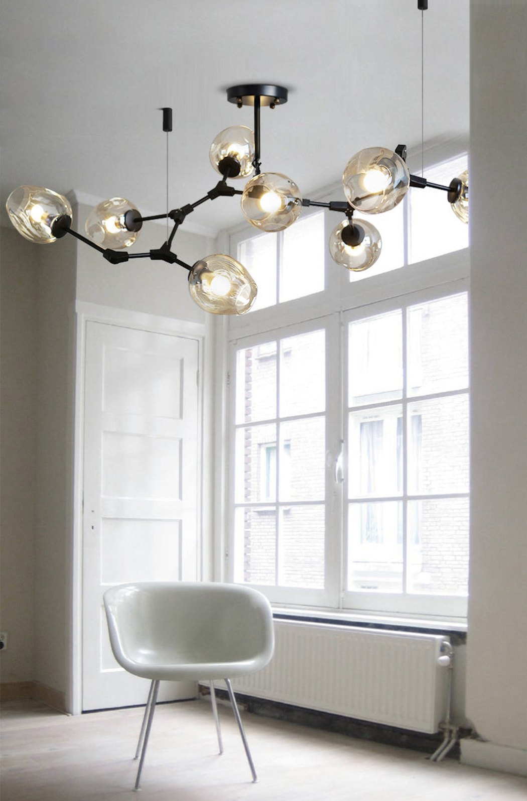 Carmen multi lamp glass pendant light chandelier cosy corner setting