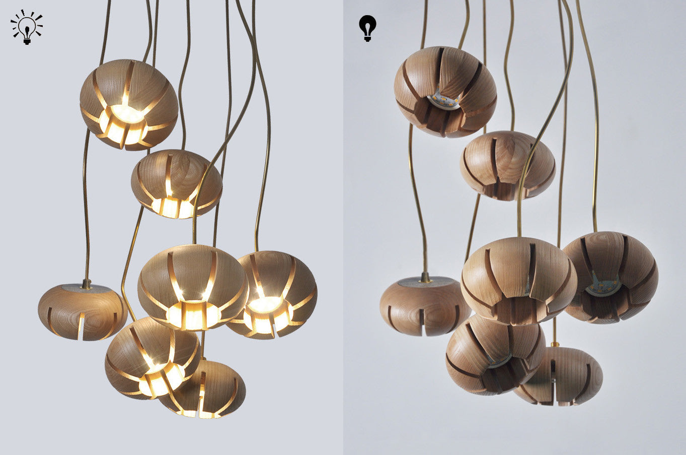 Wooden Petal Round Cluster Pendant Light Chandelier
