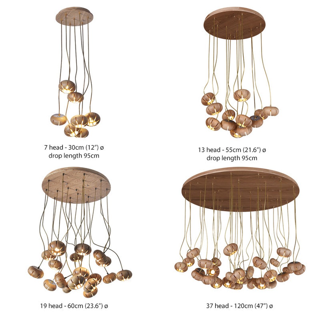 Wooden Petal Round Cluster Pendant Light Chandelier