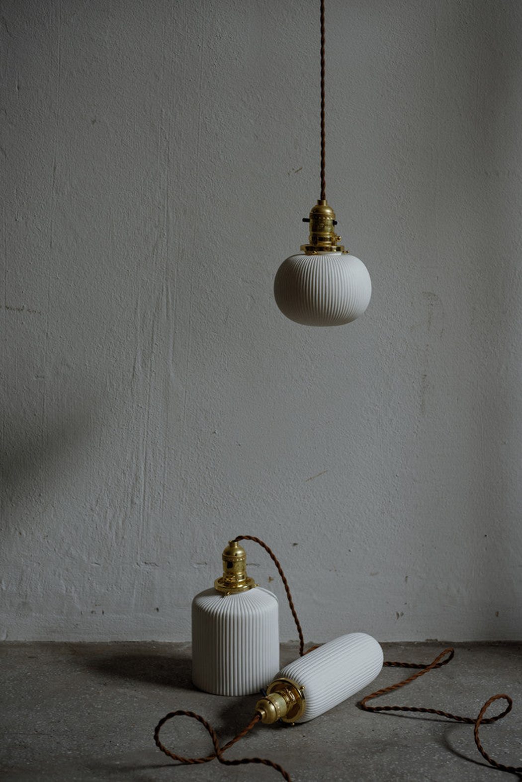 art deco ceramic pendant light trio