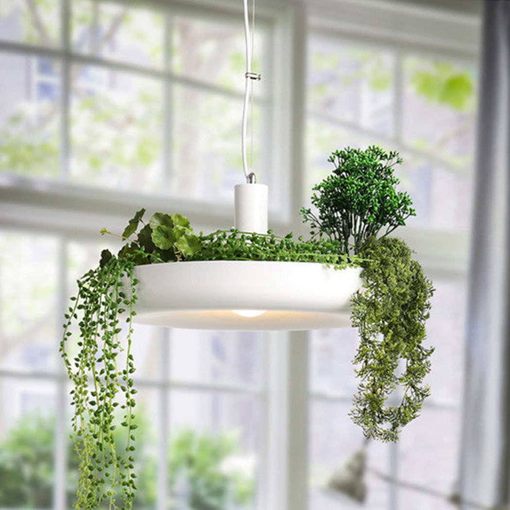 white hanging plant light