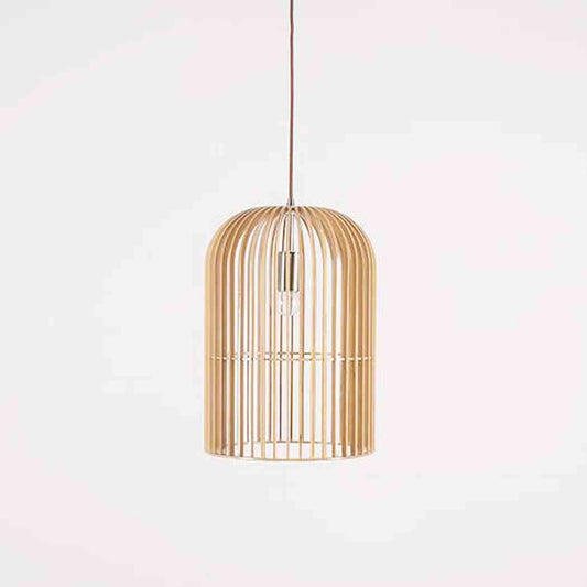 Wooden bird cage pendant light