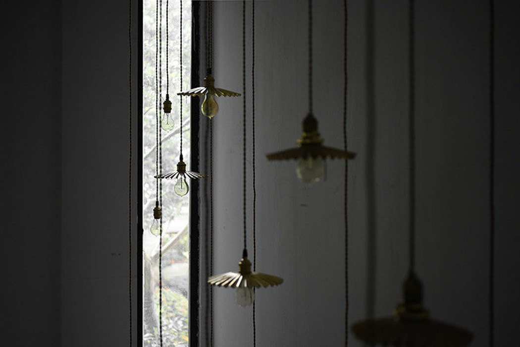 Brushed Brass Fluted Pendant Light
