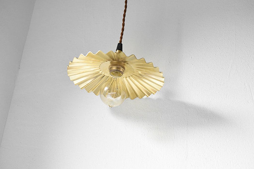 Brushed Brass Fluted Pendant Light