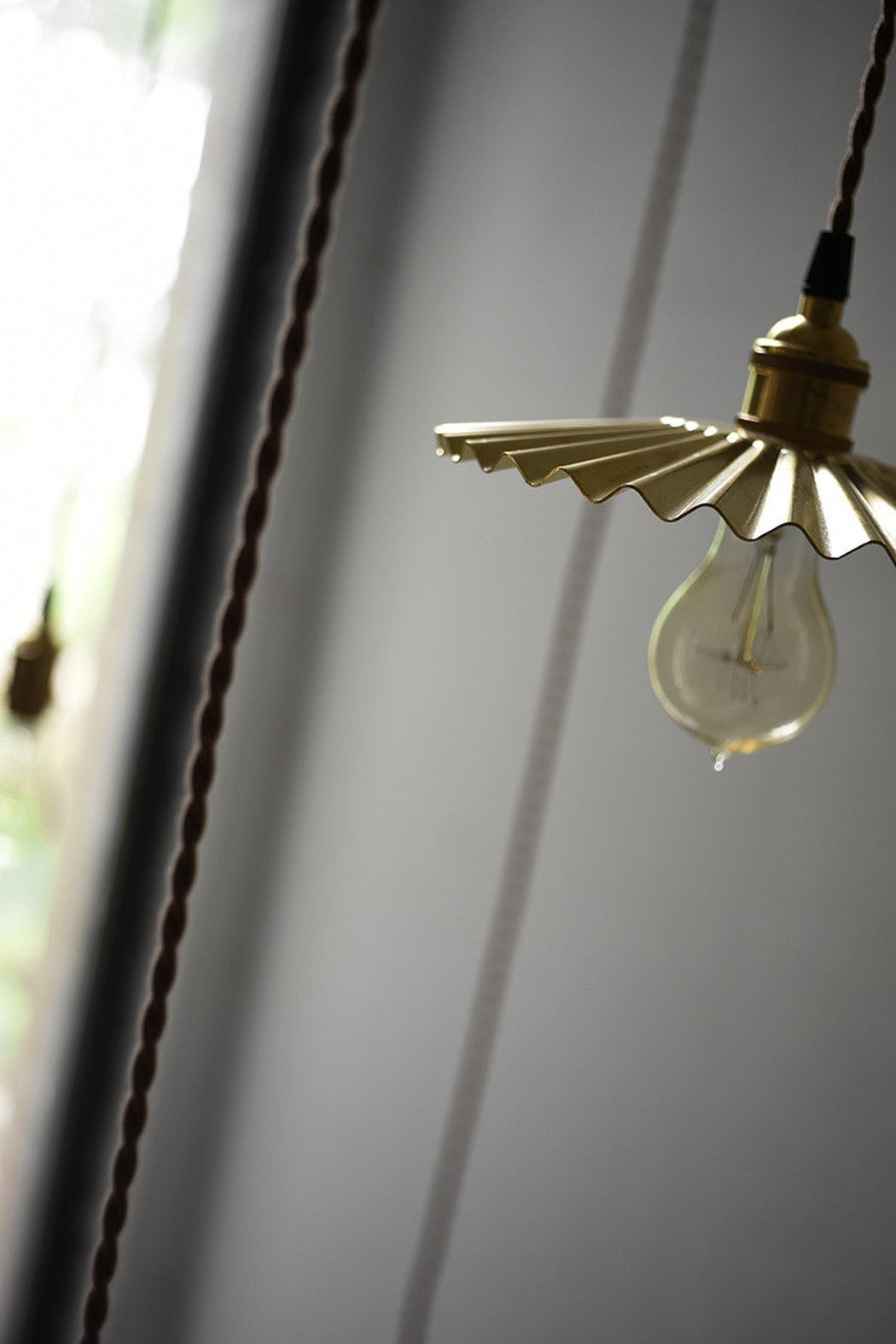 Brushed Brass Fluted Pendant Light