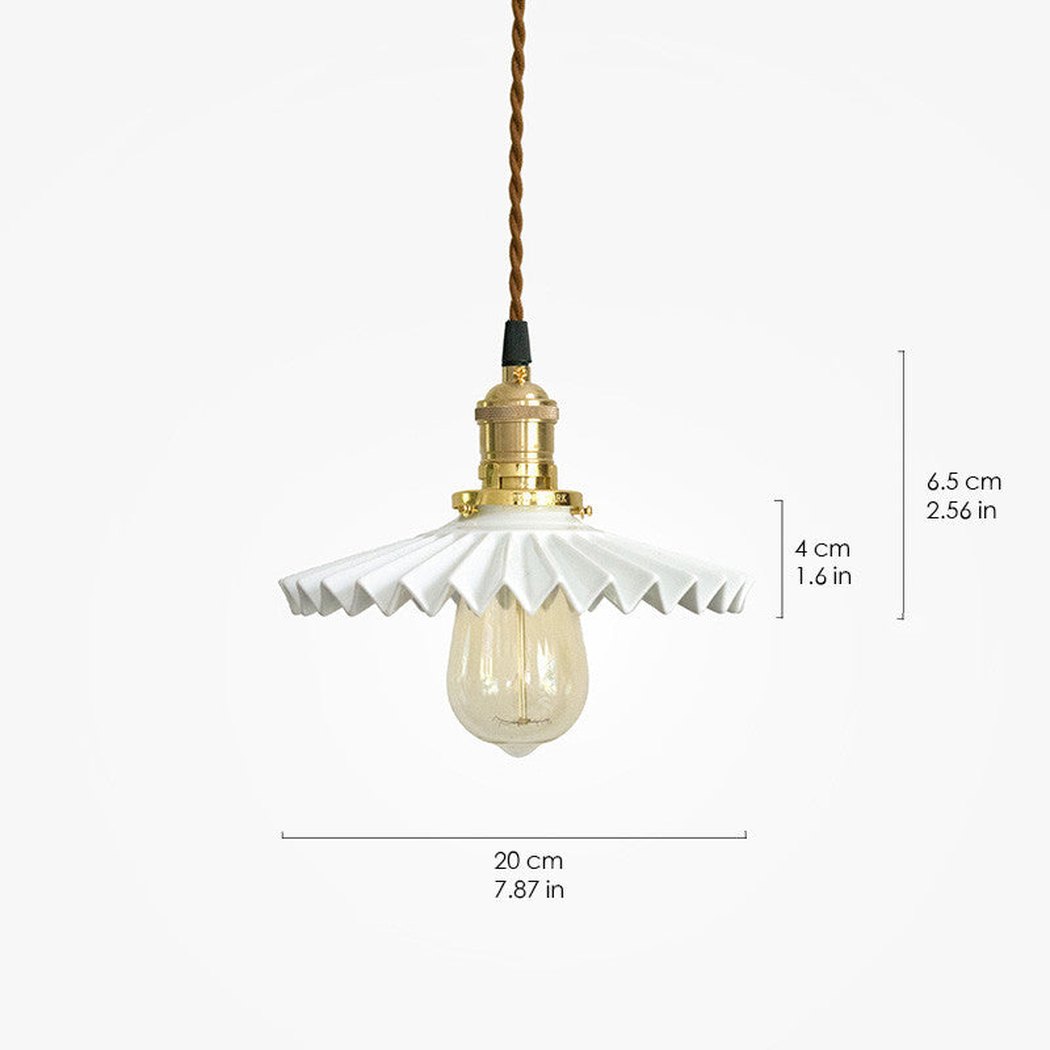 Ceramic Fluted Shade Brass Fitting Pendant Light
