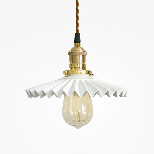 Ceramic Fluted Shade Brass Fitting Pendant Light