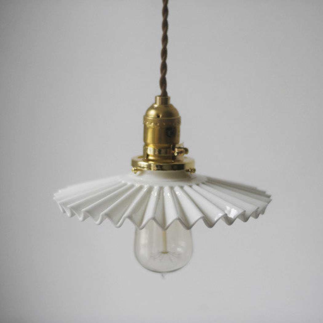 Ceramic Fluted Shade Brass Fitting Pendant Light