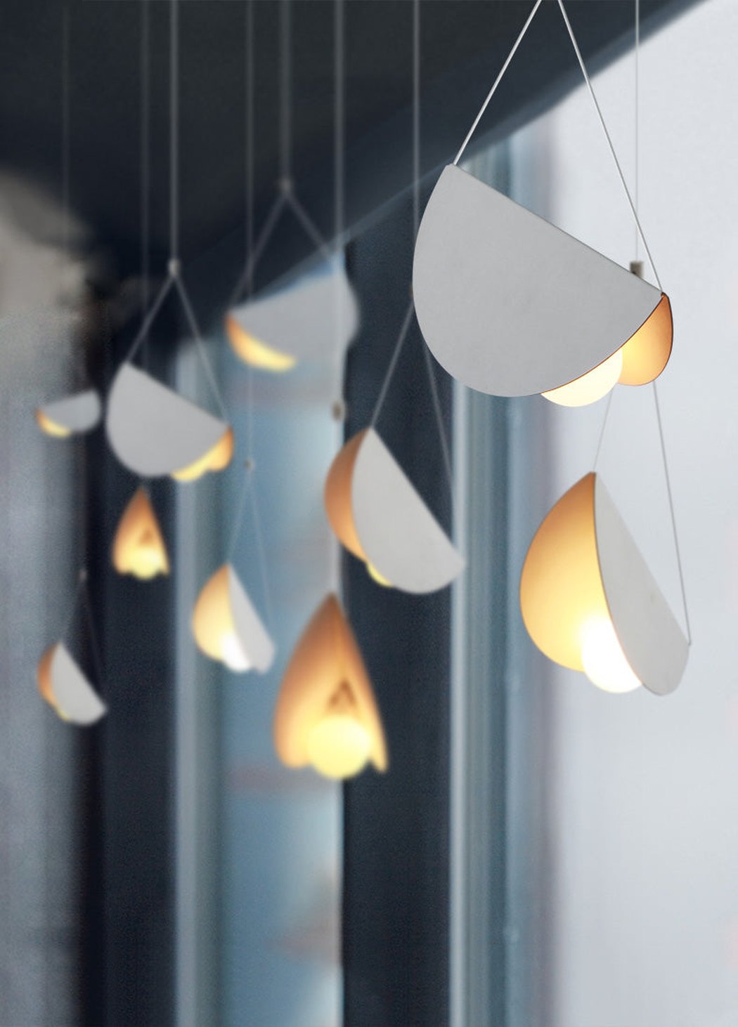 White glider pendant light chandelier studio image 4