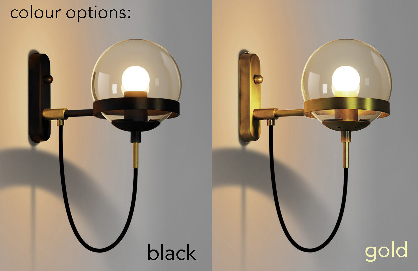 Dexter Glass Orb Brass Wall Light