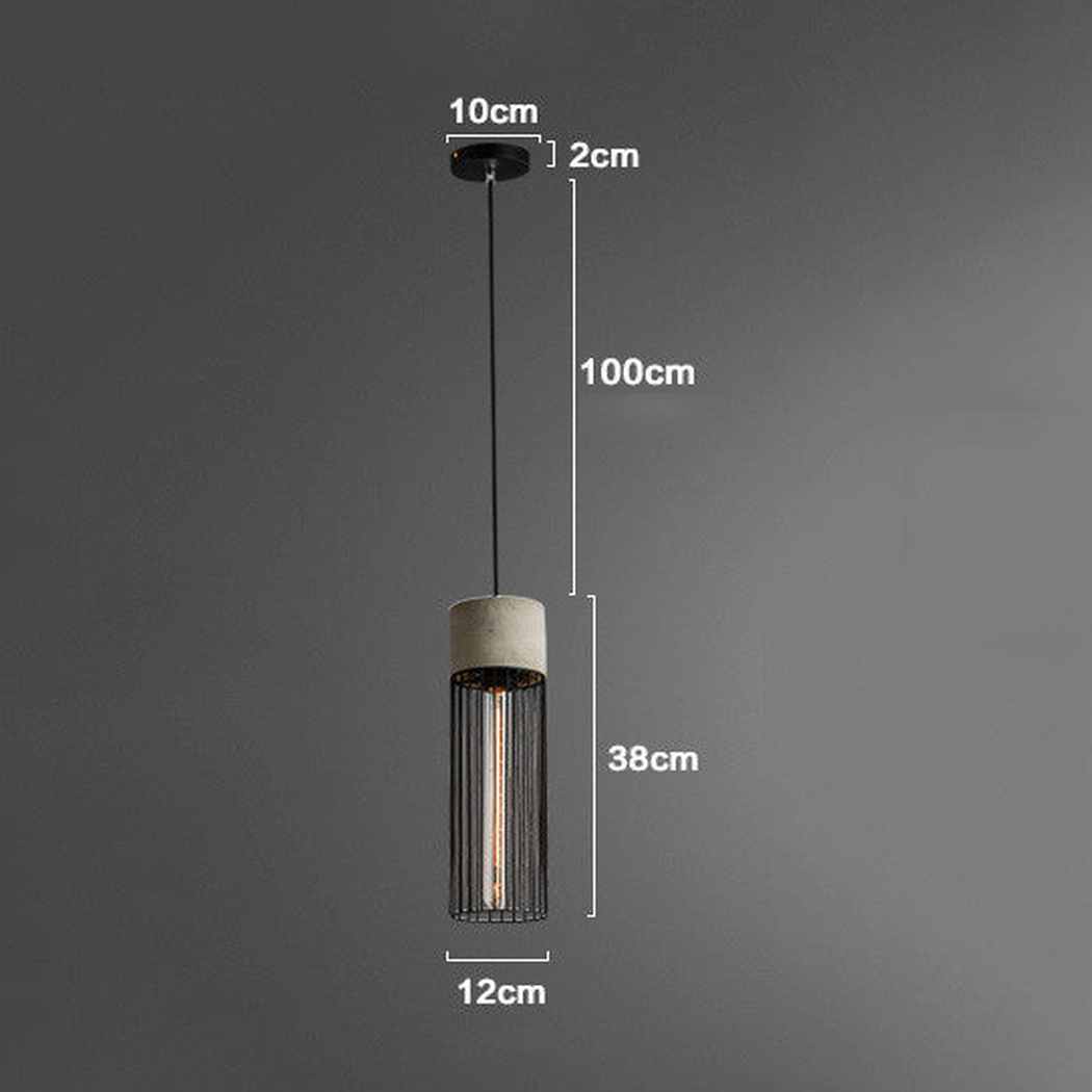 Long pencil concrete steel cage pendant light more measurements
