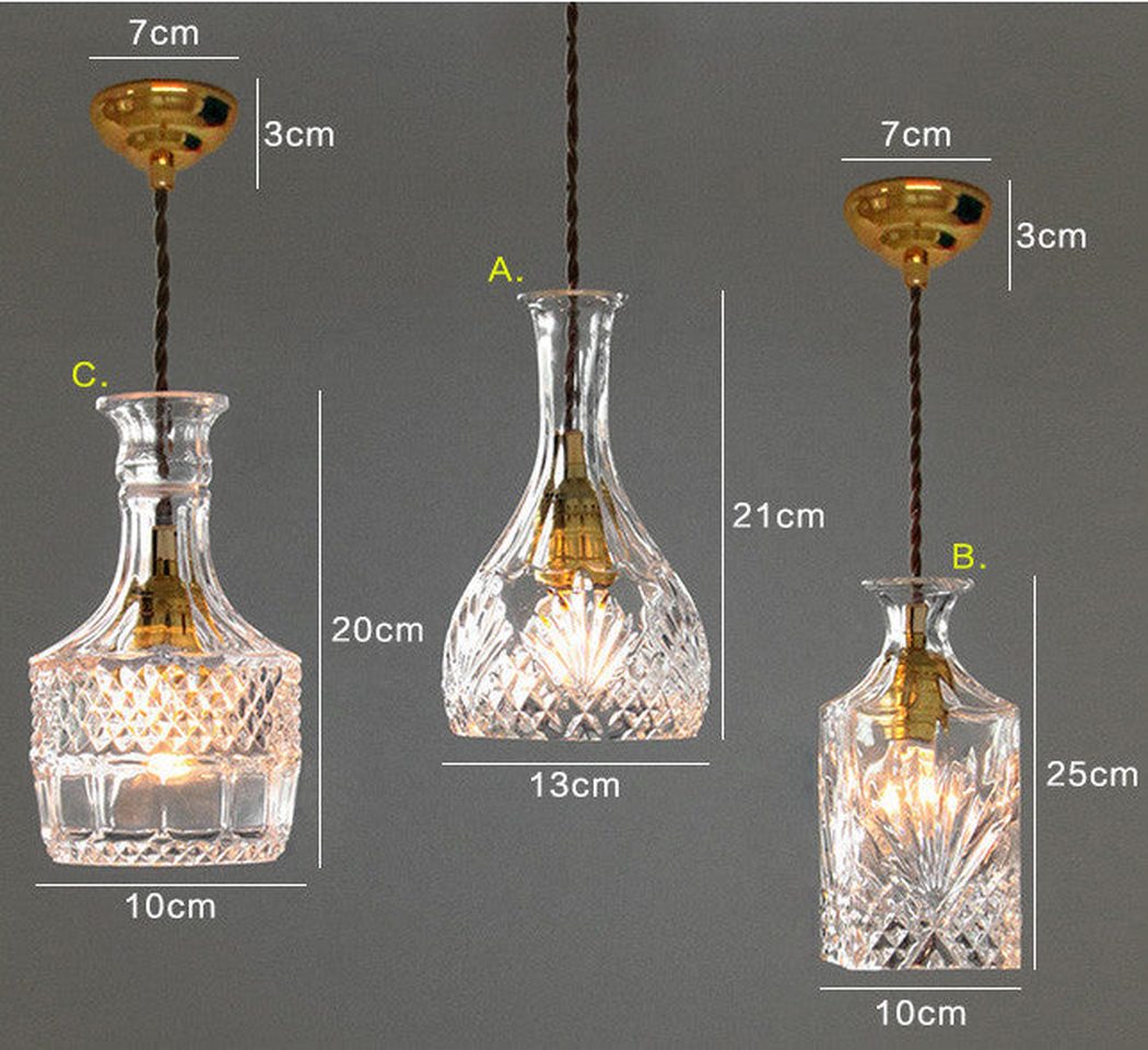 Lee Broom Replica Decanter Glass Fabric Cord Pendant Light