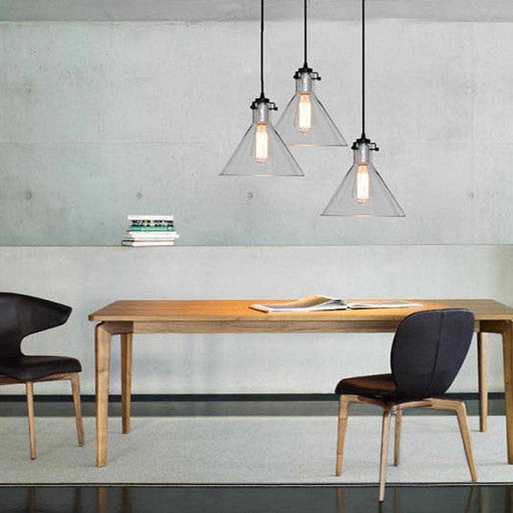 Cone Glass Lamp Shade Pendant Light in study room