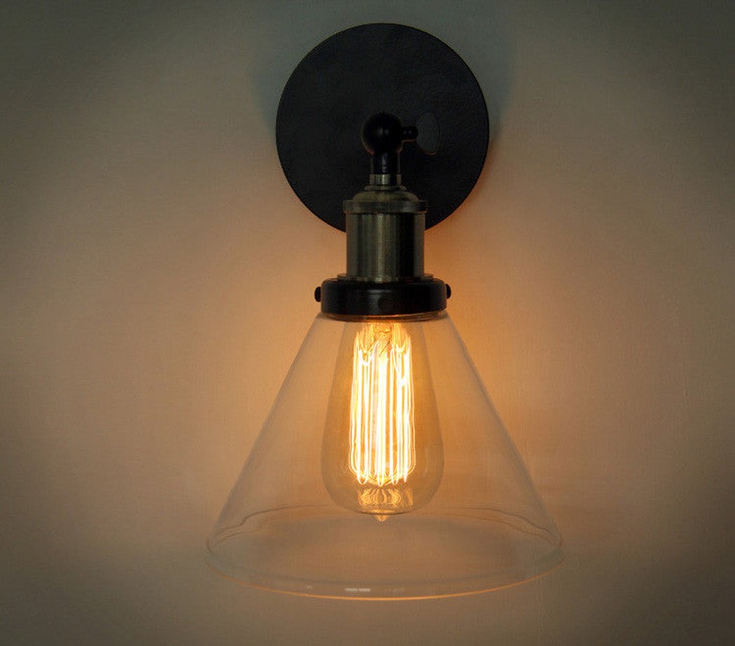 Glass Lamp Shade Wall Sconce Light With Short Arm