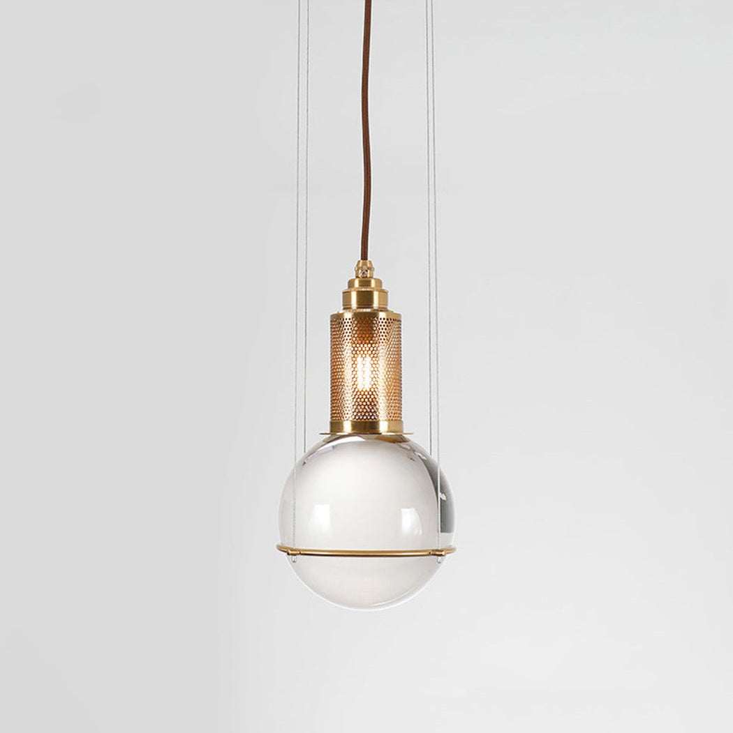 Opal round glass suspended sphere midcentury pendant Light