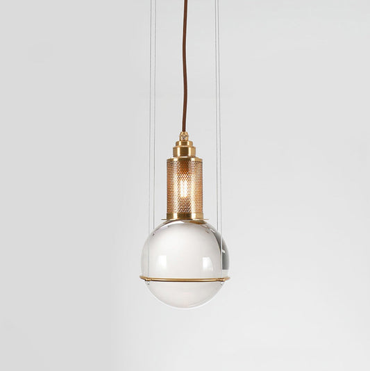 Opal round glass suspended sphere midcentury pendant Light