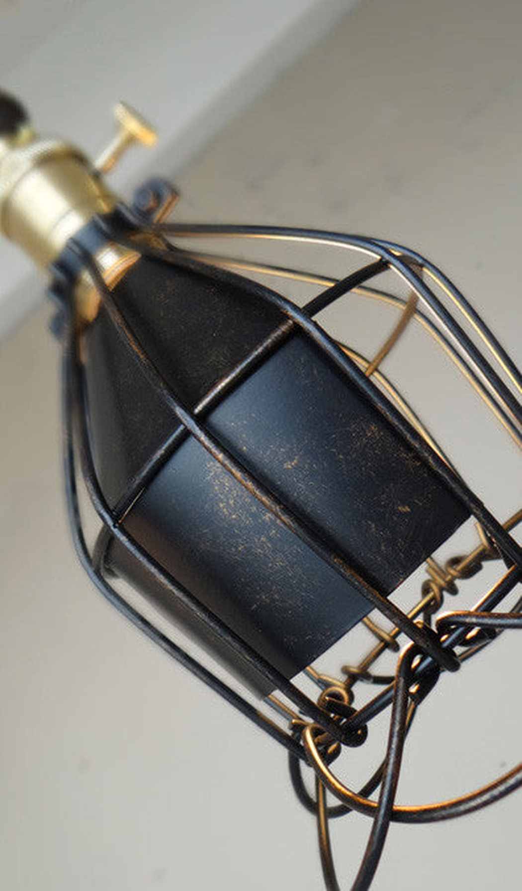Industrial Loft Pendant Light With Wooden Handle