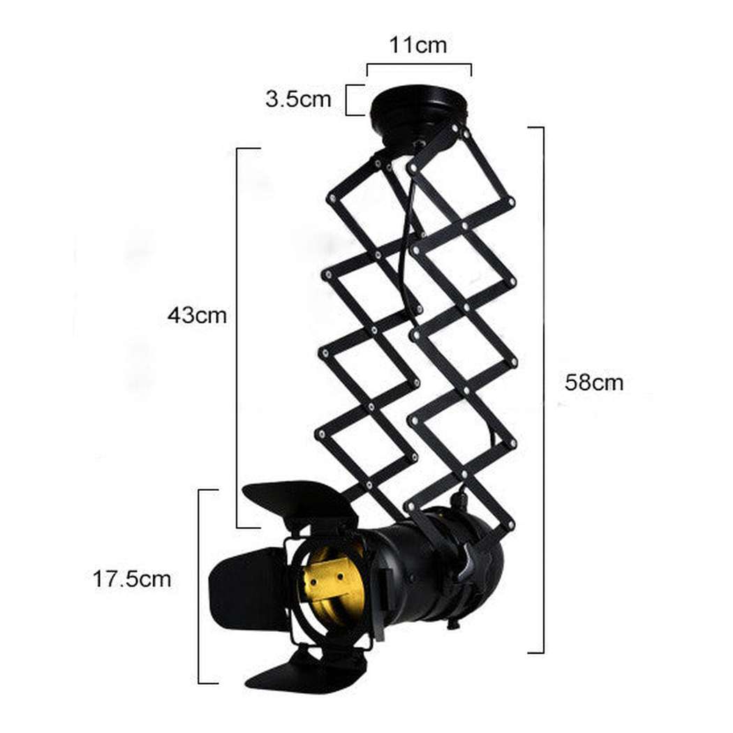 Classic Hollywood spotlight ceiling light retractable arms measurements