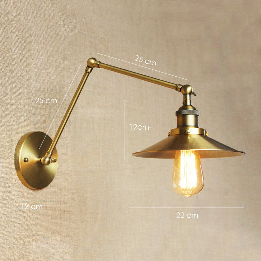 Brass Cone Shade Wall Light With Long Arm