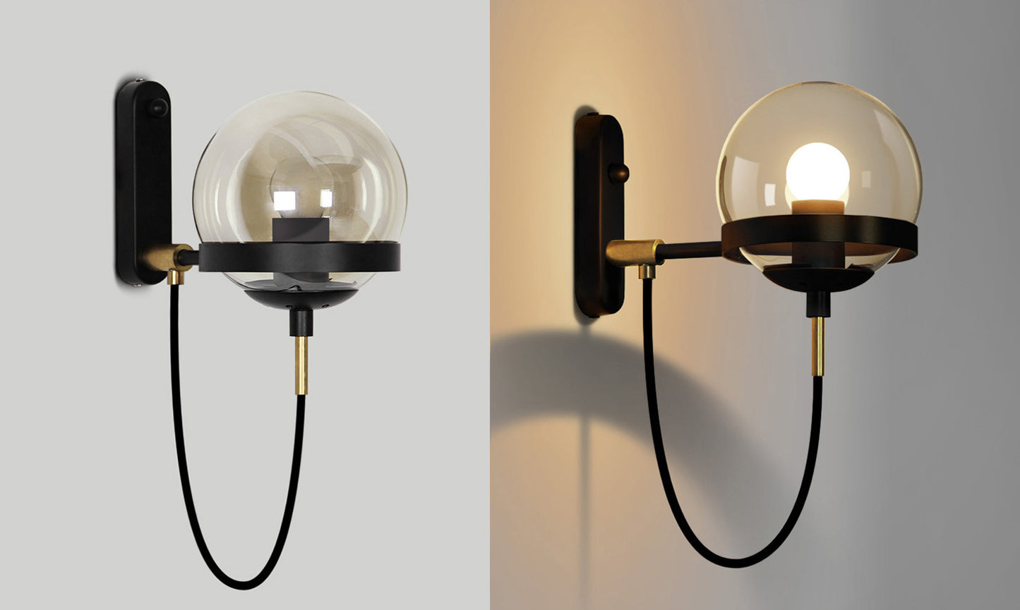 Dexter Glass Orb Brass Wall Light