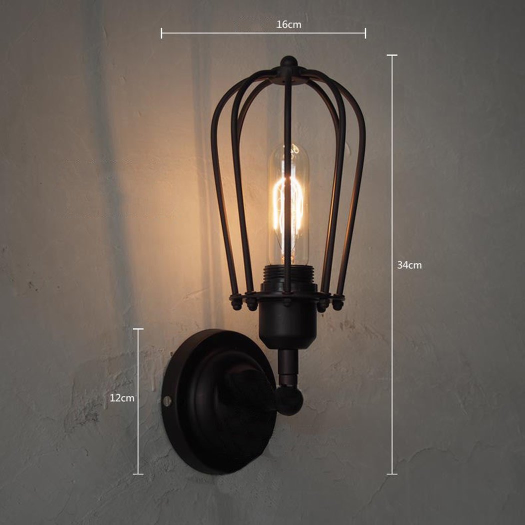Pear Metal Cage Black Wall Sconce Light