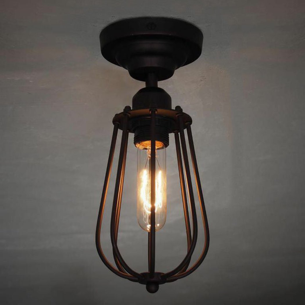 Pear Metal Cage Black Fixed Ceiling Light