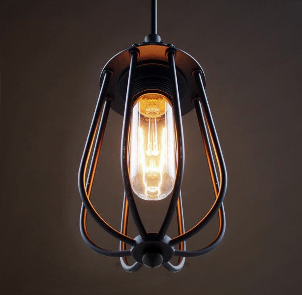 Pear Metal Cage Black Pendant Ceiling Light