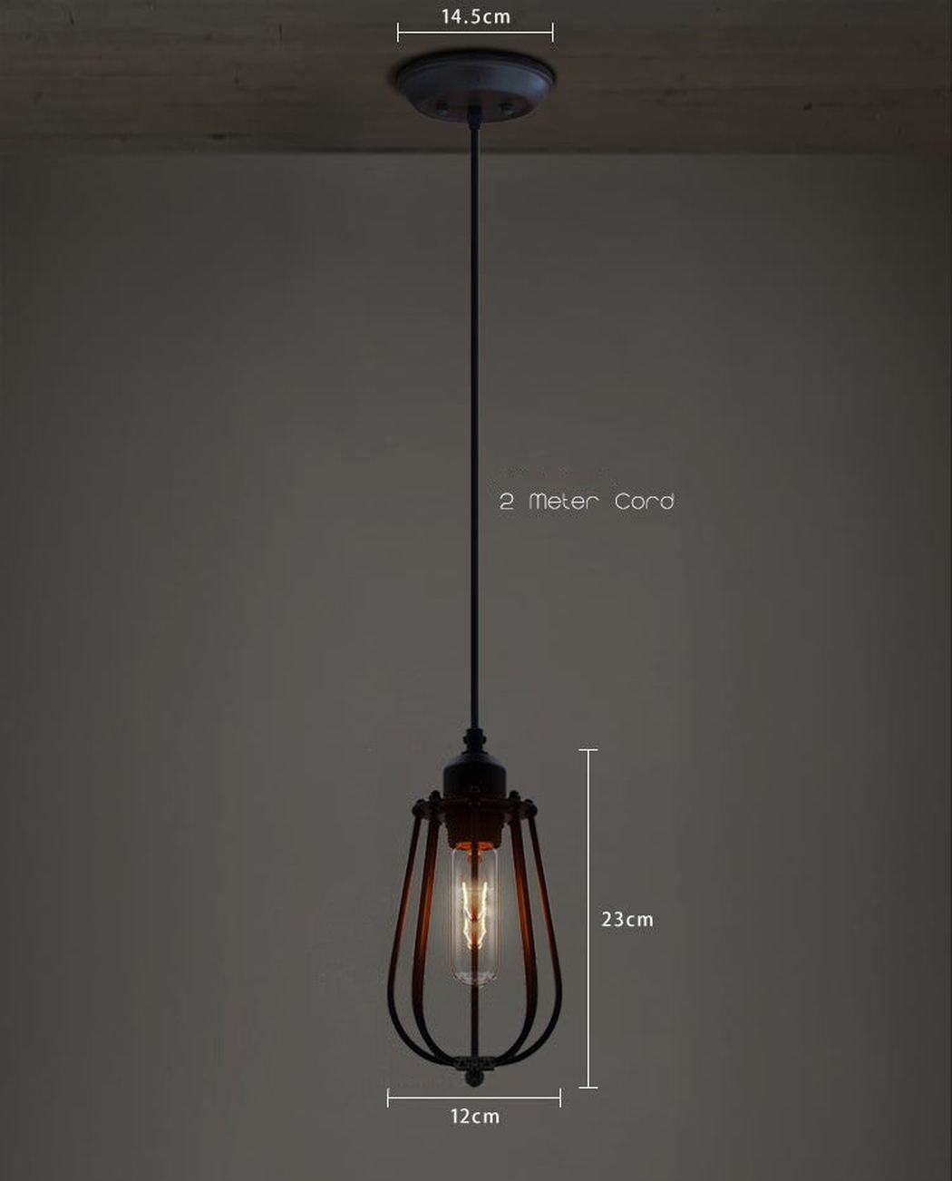 Pear Metal Cage Black Pendant Ceiling Light