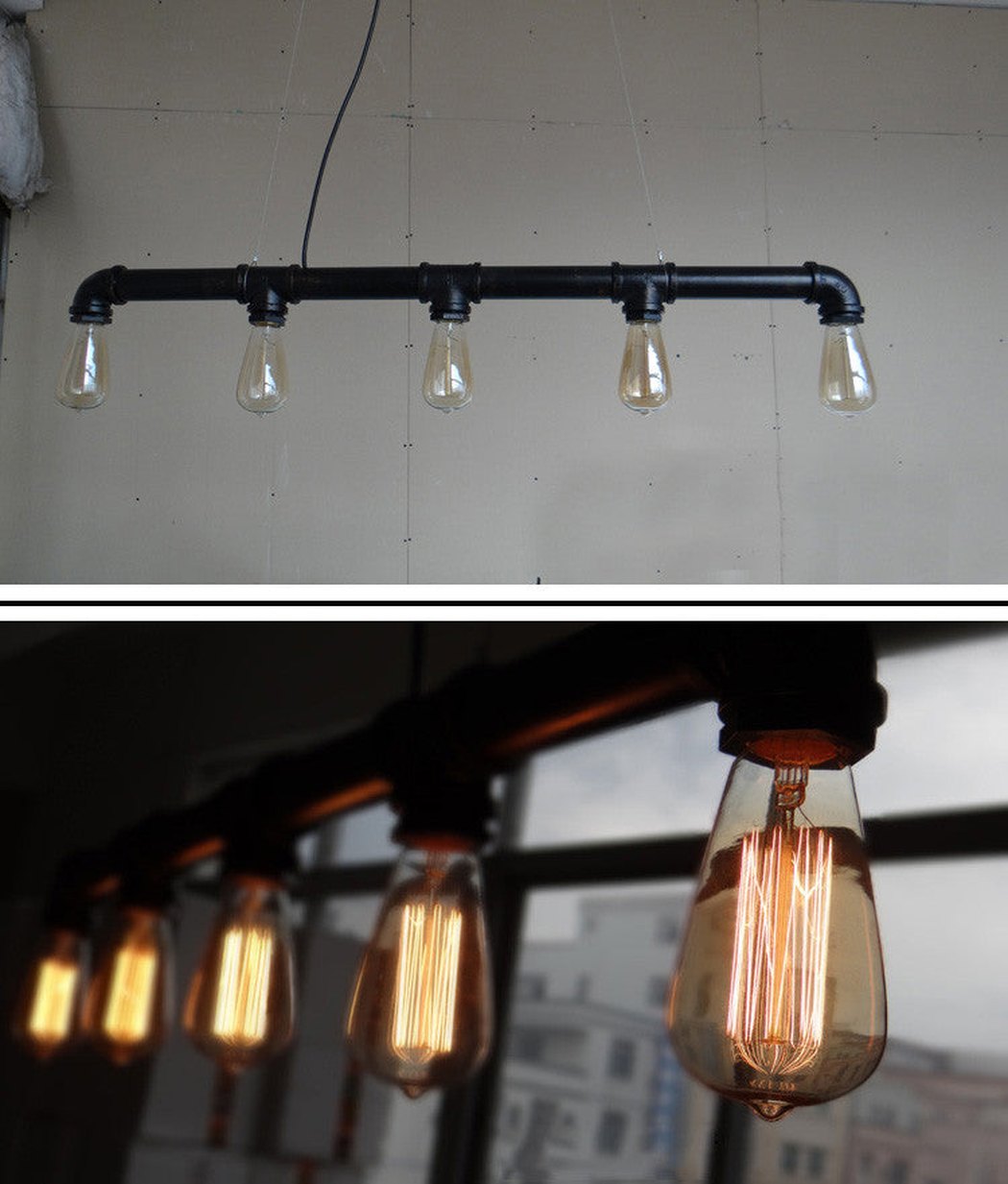 Water pipe edison lamp