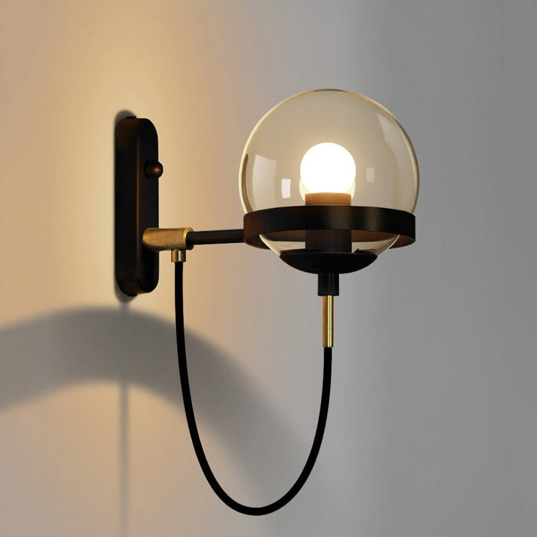 Dexter Glass Orb Brass Wall Light