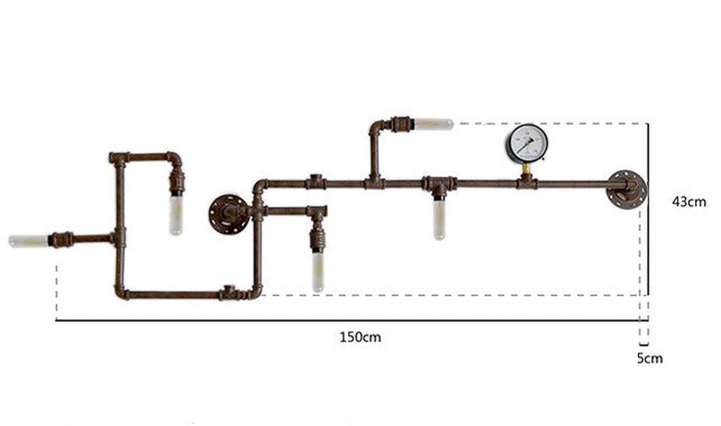 Steampunk water pipe iron wall light with Edison Bulbs