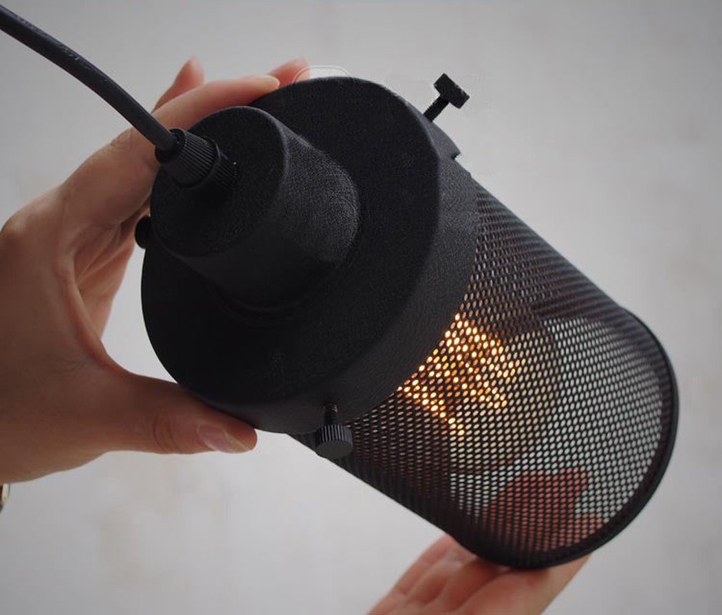 Black Mesh Cylinder Industrial Loft Pendant Light
