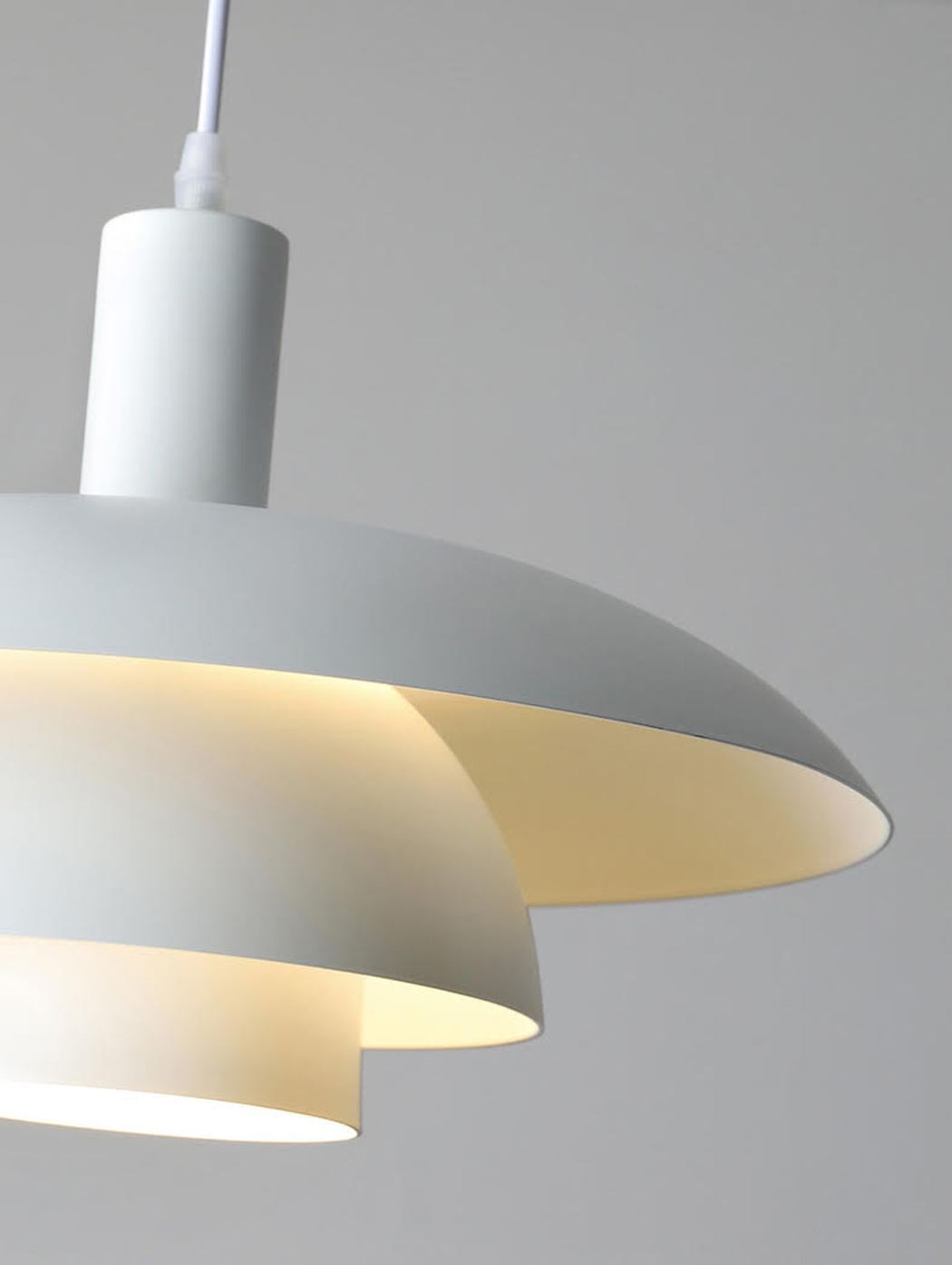 Otago white mid century modern pendant light close up