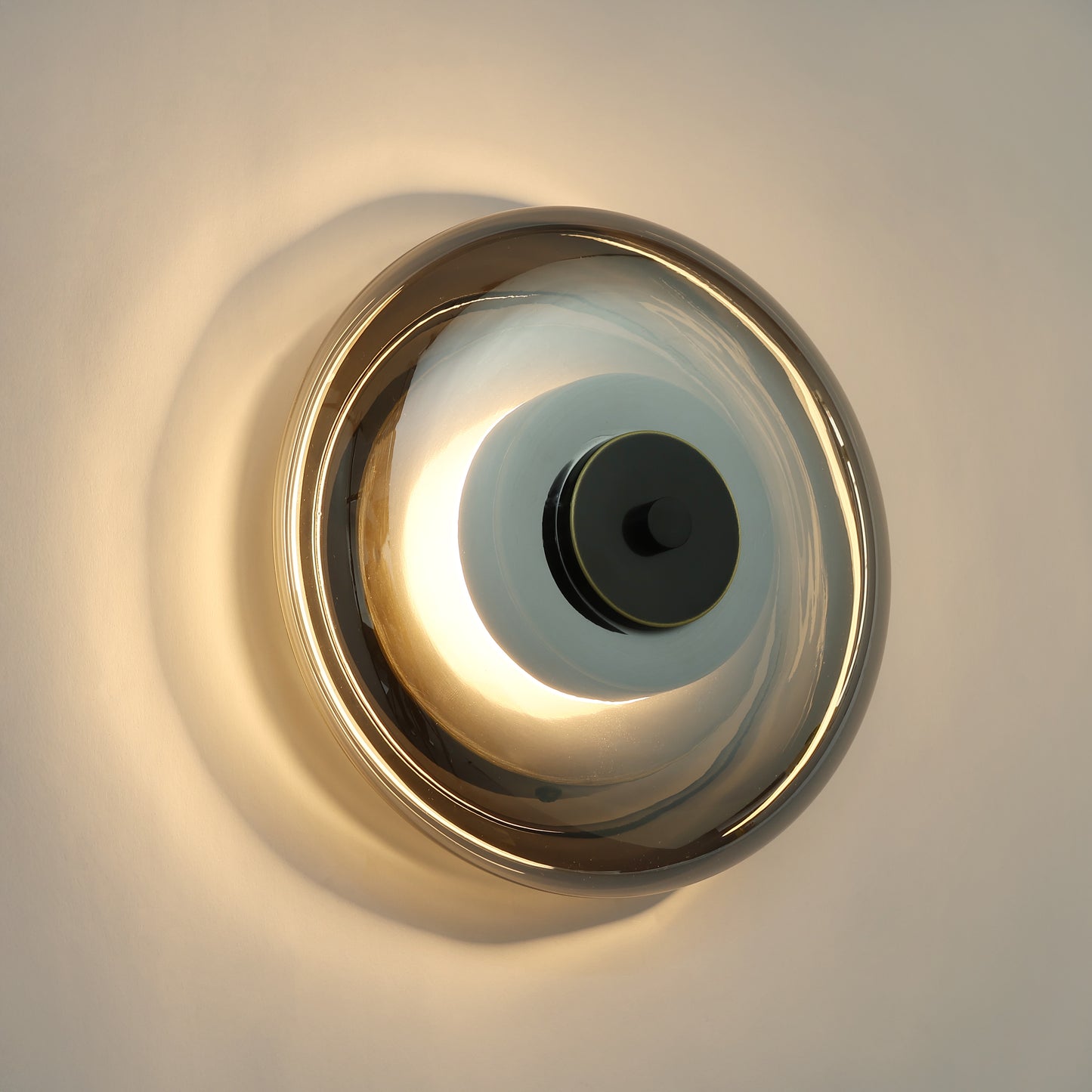 Anthé Circular Dish Glass Wall Light Sconce